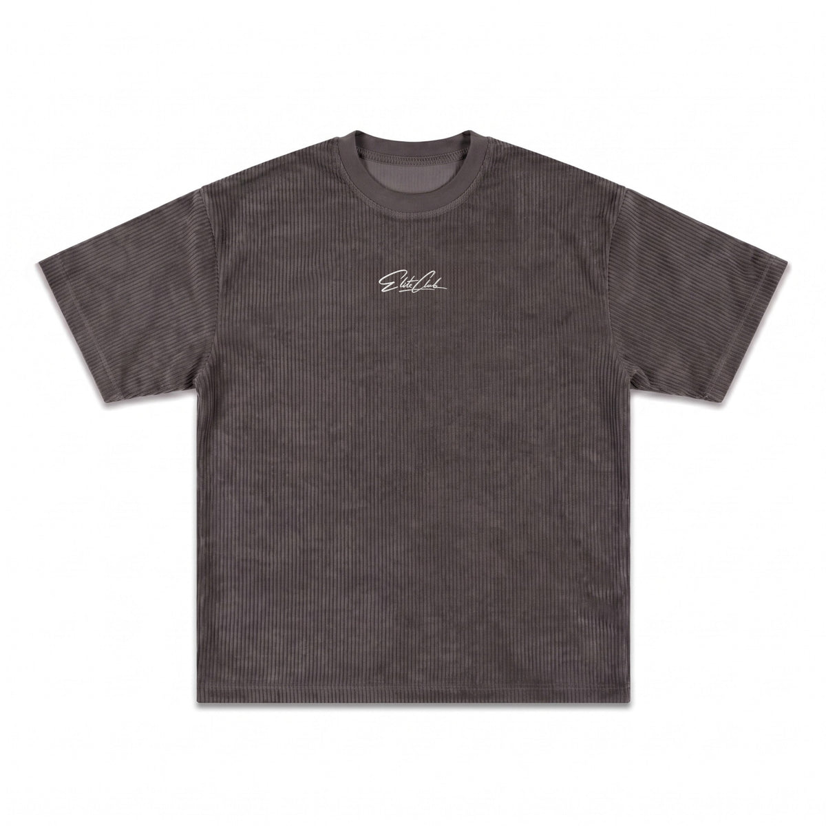 Cord Oversize T-Shirt Herren Anthrazit – strukturierter Cord-Stoff mit Elite Club Logo
