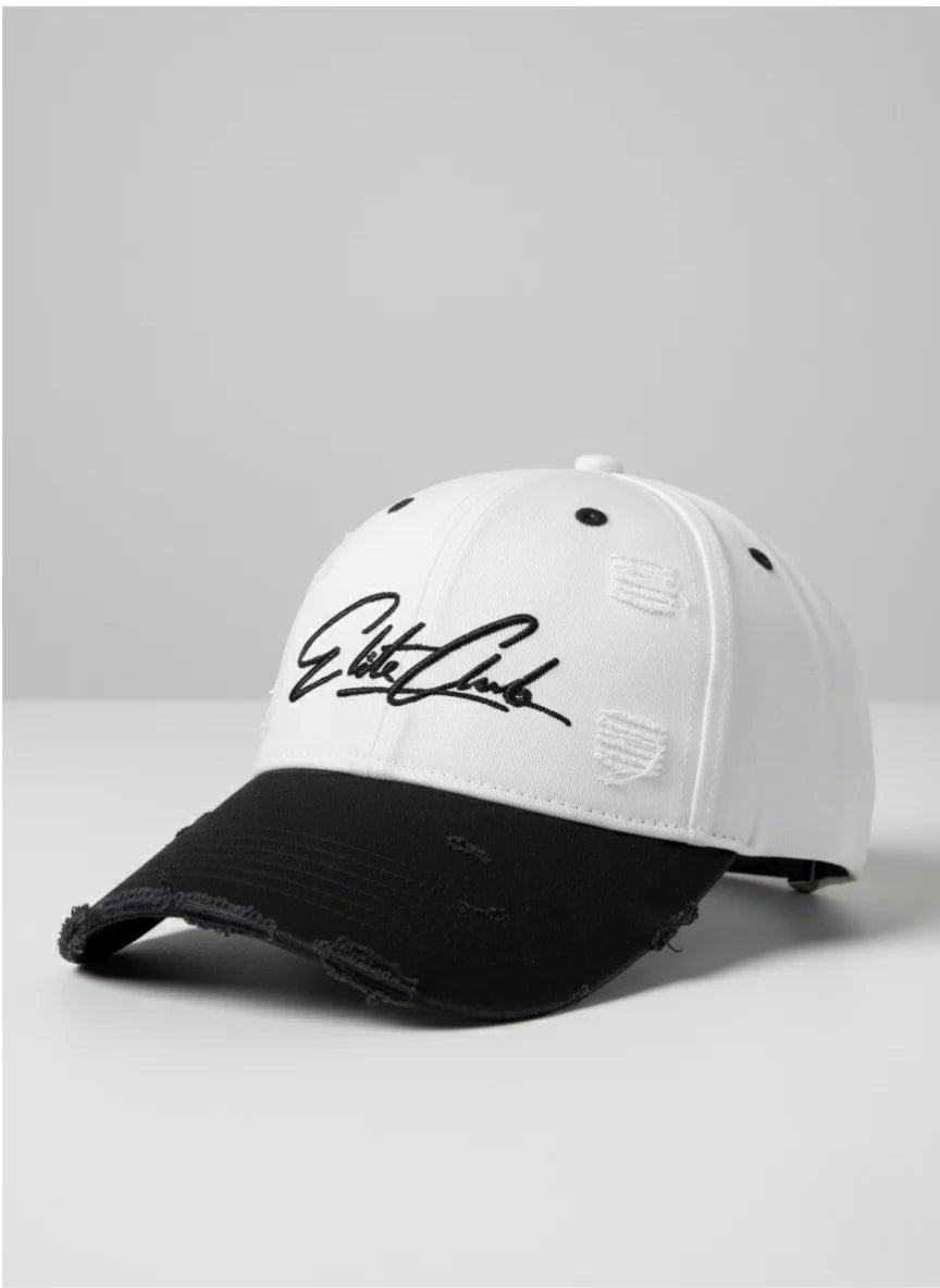 Black & White distressed Baseball Cap
