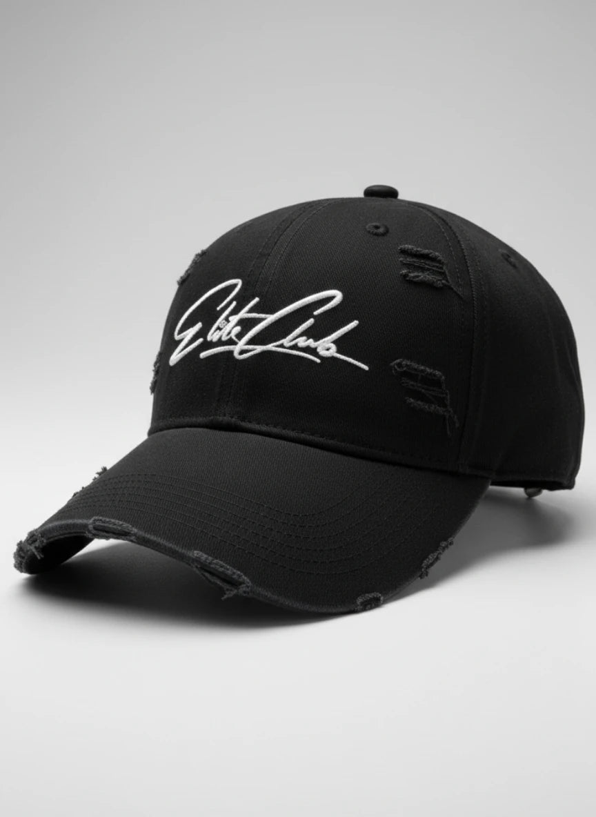 Elite Club - All Black Distressed Baseball Cap