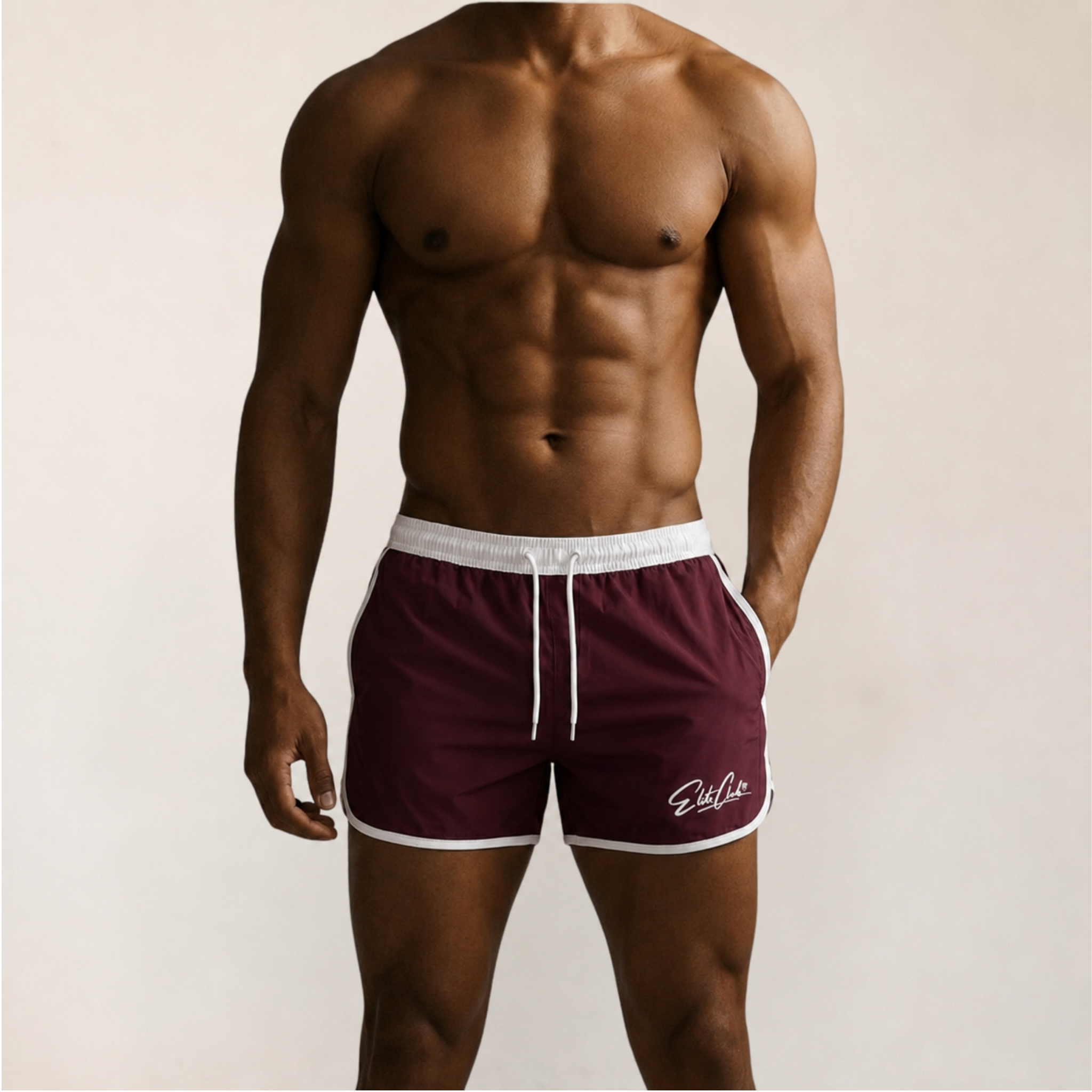 Performance Shorts Herren – Badehose & Sportshort Burgundy | Elite Club