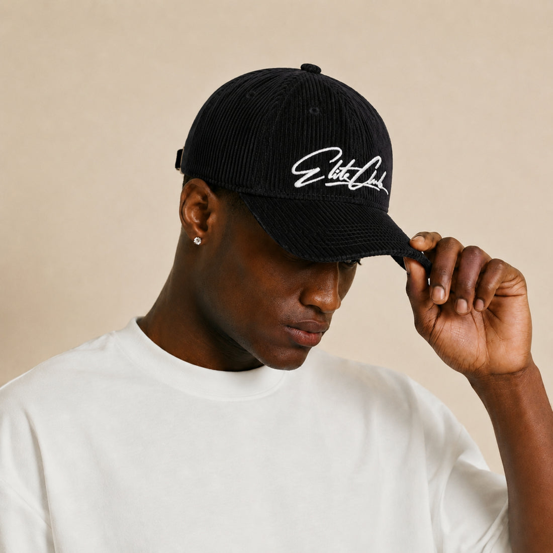 Baseball Cap Herren Cord Schwarz aus Cordstoff – Ansicht 2