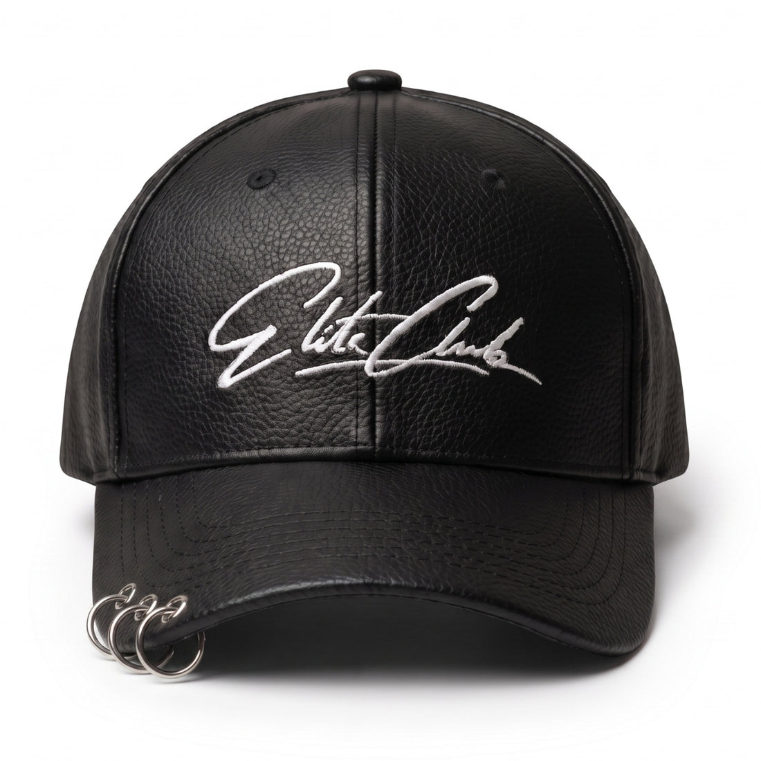 Baseball Cap Herren Leather Edition Schwarz im Leder-Look mit gesticktem Logo