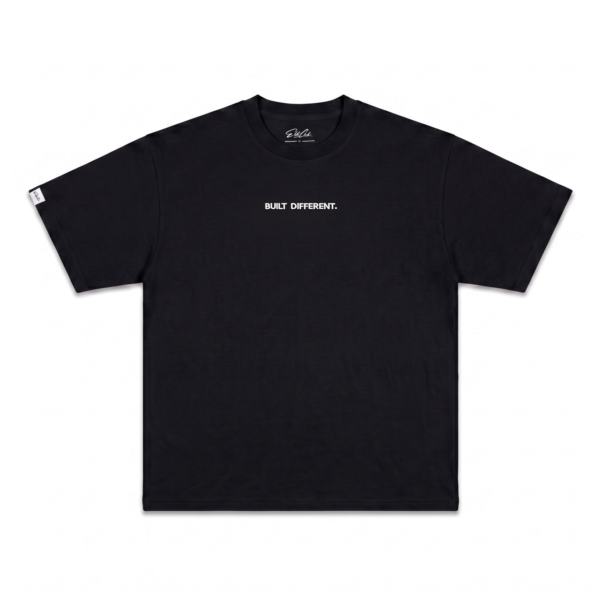 Heavy Oversize T-Shirt Herren 100% Baumwolle Schwarz BUILT DIFFERENT – Produktfoto freigestellt