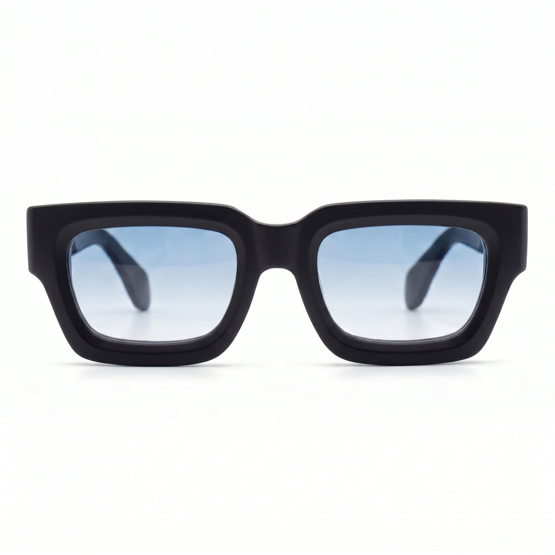 Sonnenbrille Herren mit blauen Verlaufsgläsern und mattem schwarzem Rahmen, Frontansicht