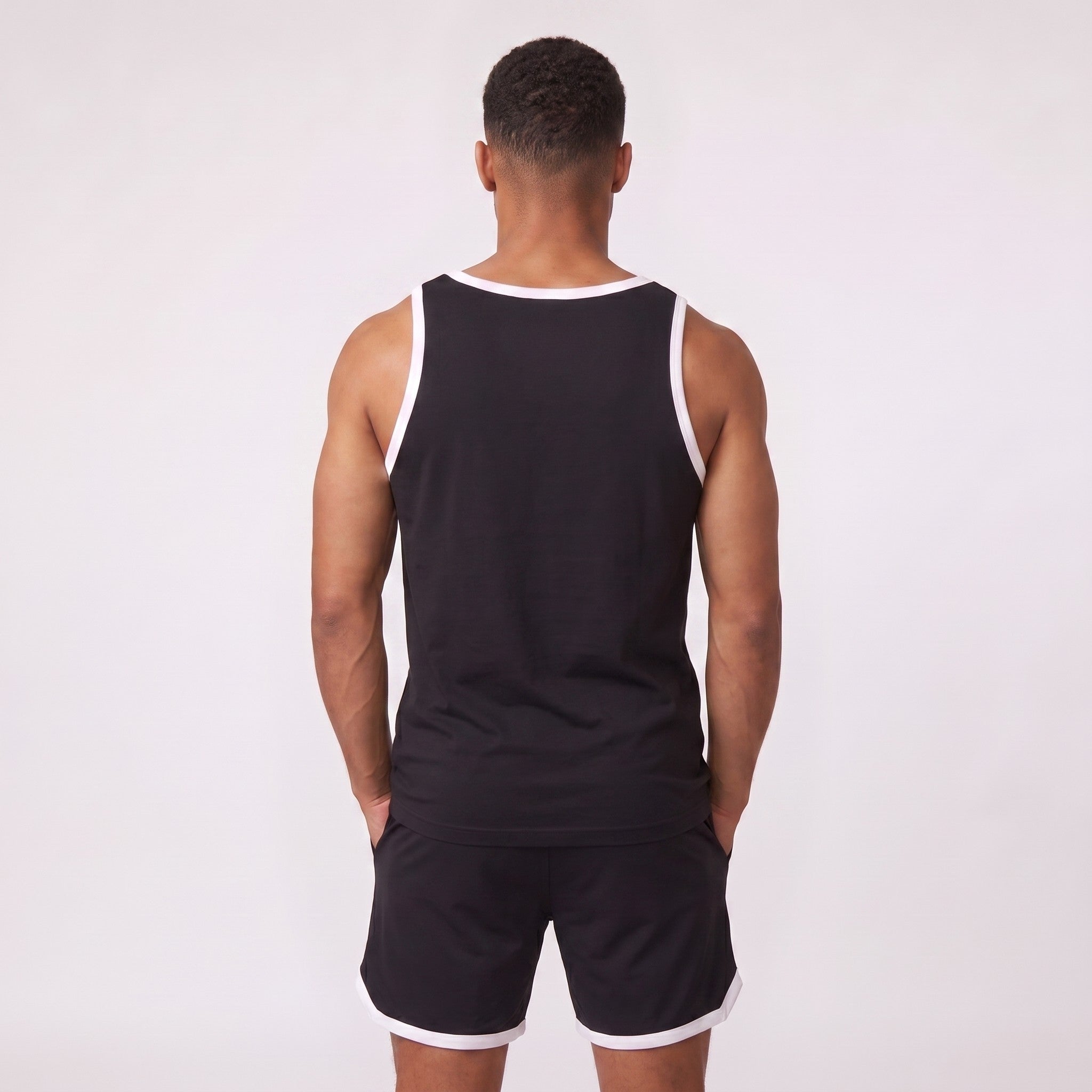 Gym Tanktop und Shorts Set Herren Schwarz – Ansicht 4