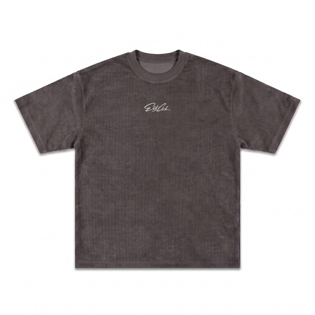 Cord Oversize T-Shirt Herren Anthrazit – strukturierter Cord-Stoff mit Elite Club Logo