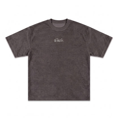 Cord Oversize T-Shirt Herren Anthrazit – strukturierter Cord-Stoff mit Elite Club Logo