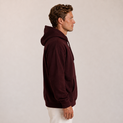 Oversize Hoodie Herren Burgundy – TALK LESS. ACT MORE. | Elite Club