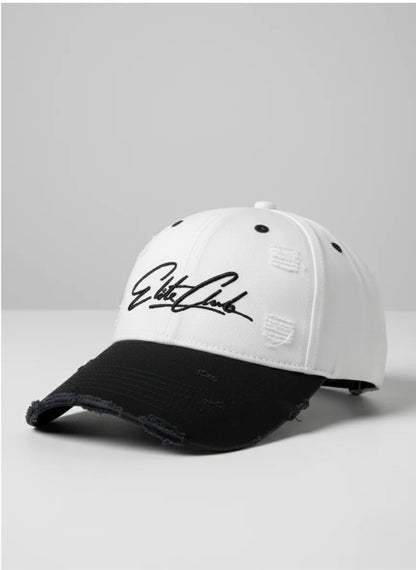 Black &amp; White distressed Baseball Cap