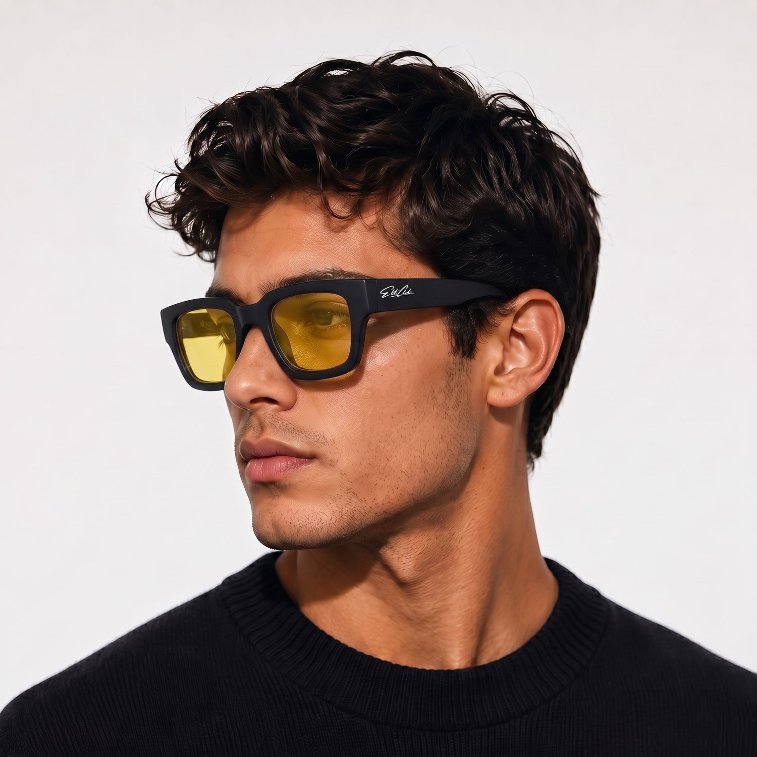 Elite Club Vision Sonnenbrille Herren Schwarz mit gelben Gläsern – Ansicht 2