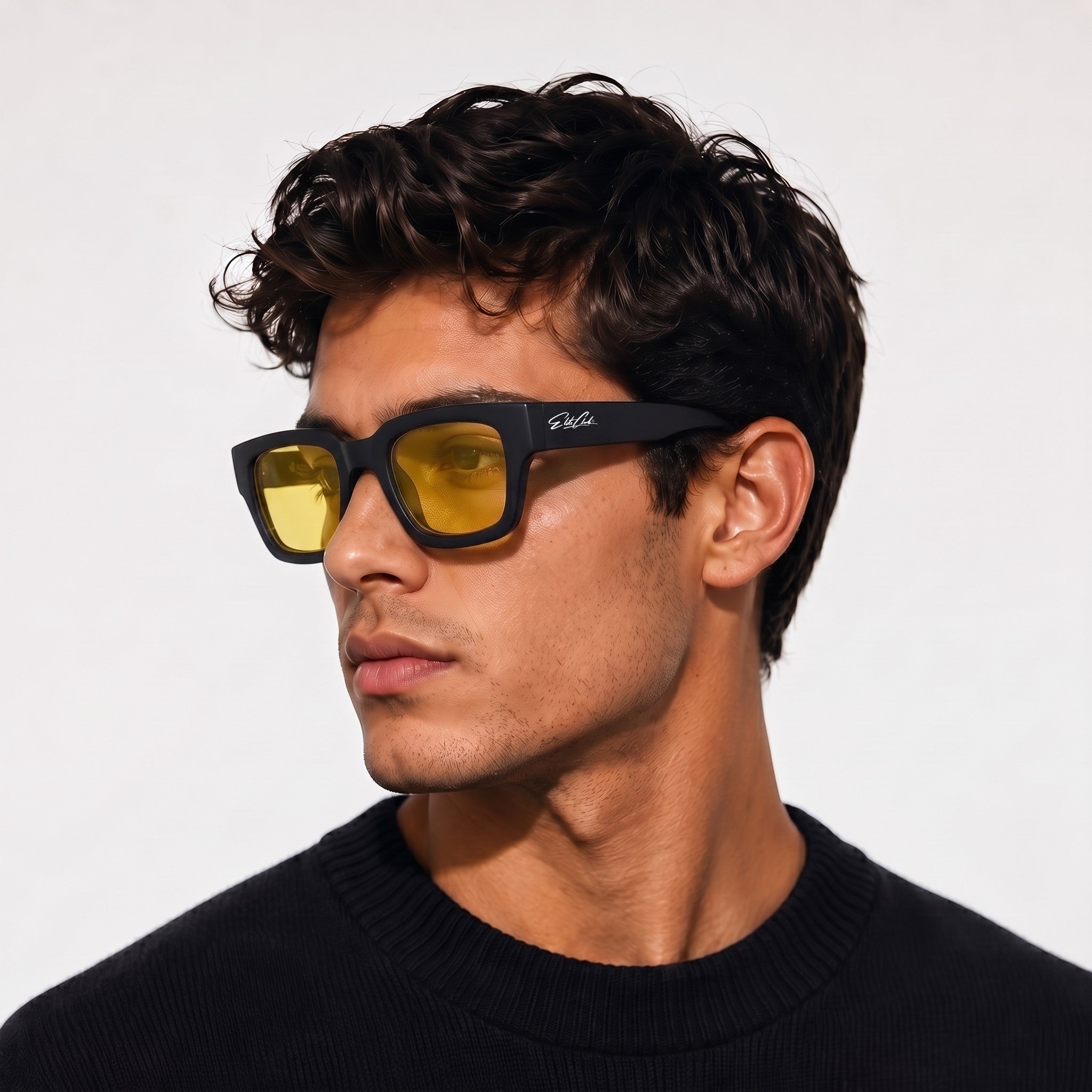 Elite Club Vision Sonnenbrille Herren Schwarz mit gelben Gläsern – Ansicht 2