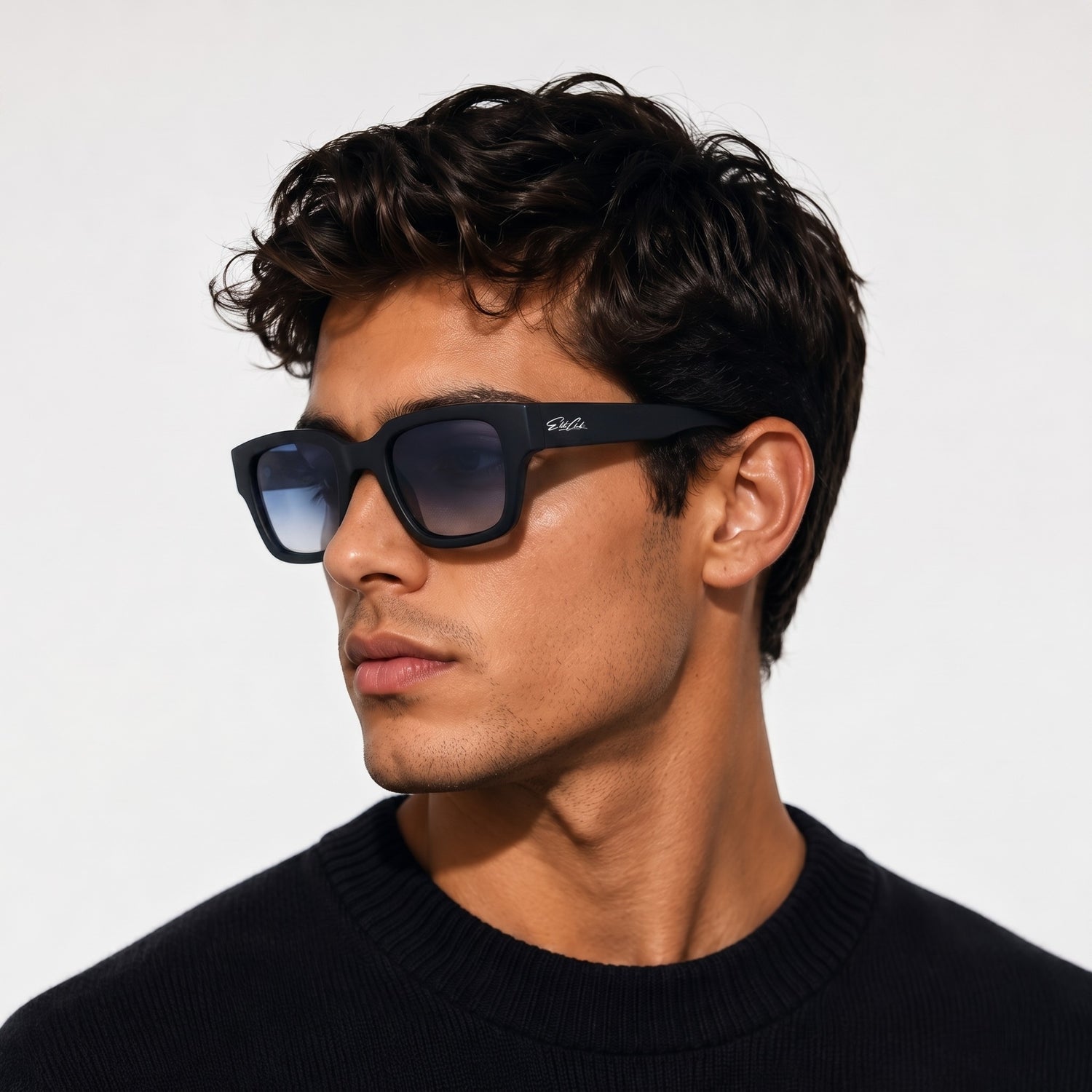 Elite Club Vision Sonnenbrille Herren Schwarz mit blauen Verlaufsgläsern – Ansicht 2