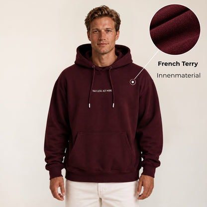 Oversize Hoodie Herren Burgundy – TALK LESS. ACT MORE. | Elite Club