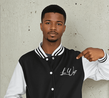 Lone Wolf College Jacke herren aus hochwertiger Baumwolle schwarz weiß