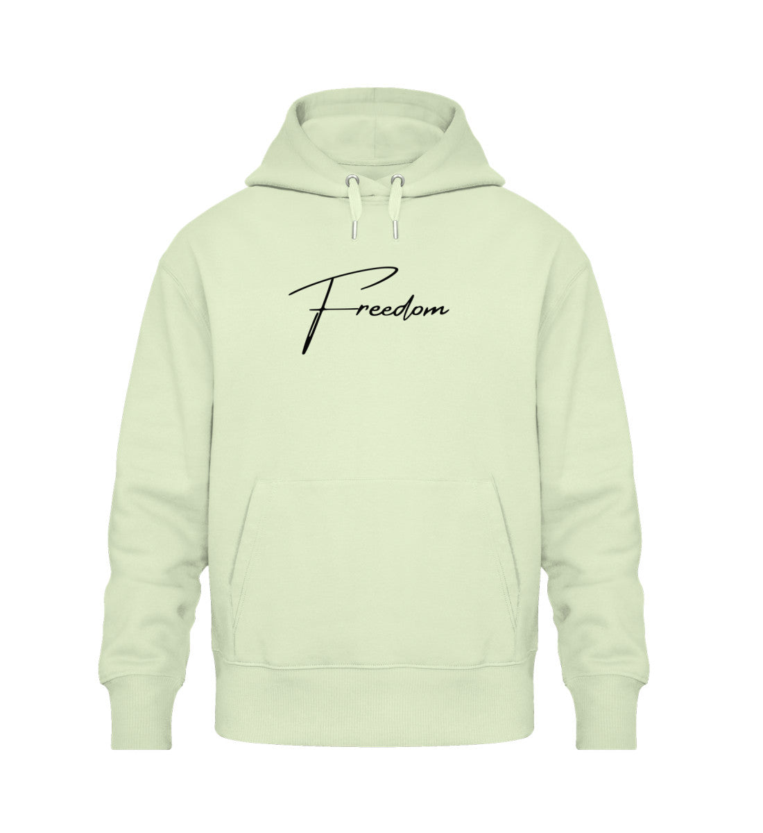 Oversized Hoodie „Freedom“ in Pistazienfarbe – 100% Bio-Baumwolle, bequemer Oversize-Fit &amp; einzigartiges Design. Perfekt für Gym, Freizeit &amp; Streetwear.