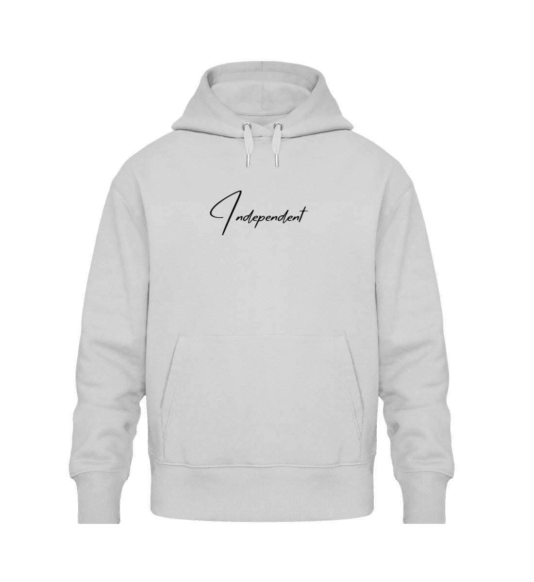 Oversized Hoodie „Independent“ in Hellgrau – 100% Bio-Baumwolle, bequemer Oversize-Fit &amp; selbstbewusstes Design. Perfekt für Gym, Freizeit &amp; Streetwear.