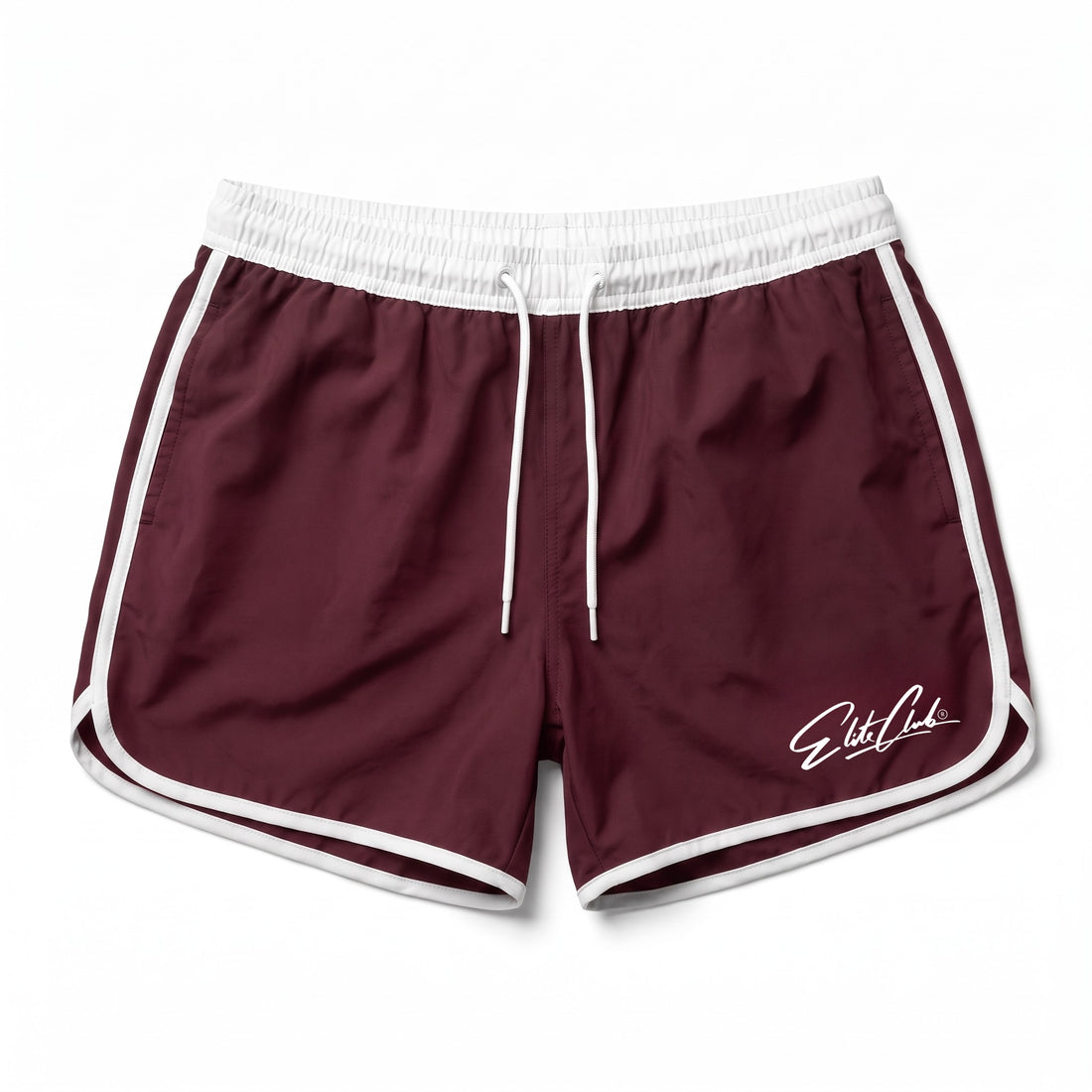Badehose Herren Burgundy mit weißen Seitenstreifen, Ansicht 1