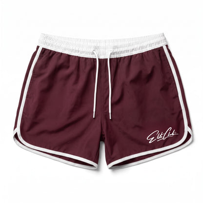 Badehose Herren Burgundy mit weißen Seitenstreifen, Ansicht 1