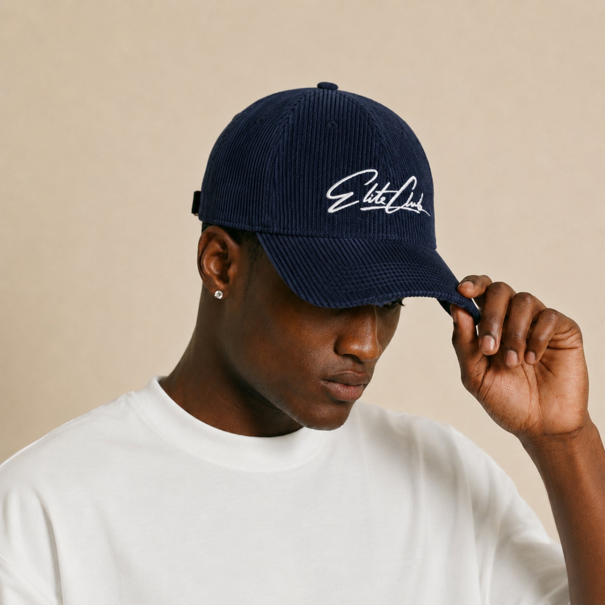 Baseball Cap Herren Cord Navy Marineblau aus Cordstoff – Ansicht 2