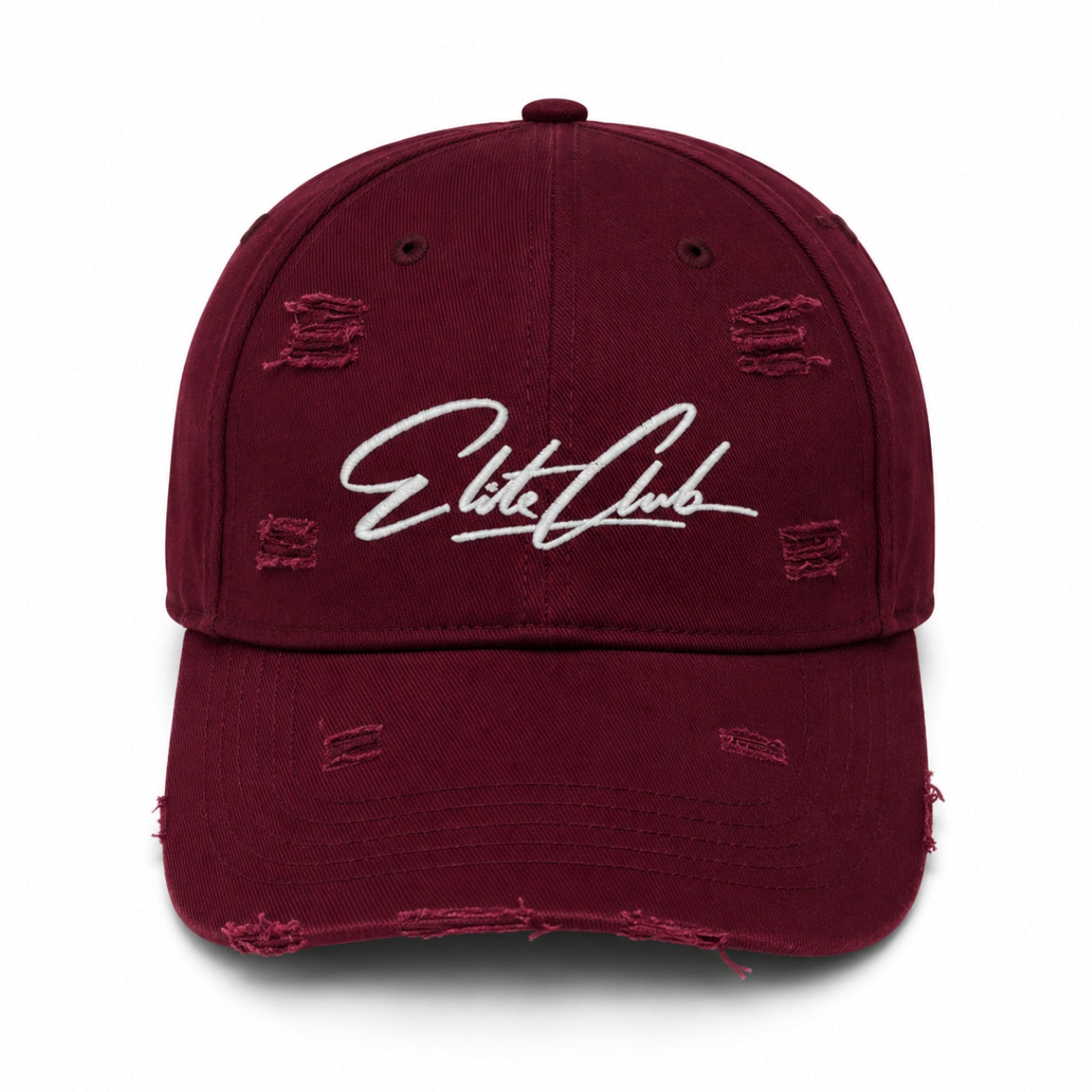Baseball Cap Herren Distressed Burgundy Weinrot im Used-Look mit gesticktem Logo