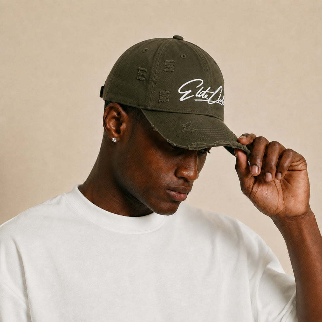Baseball Cap Herren Distressed Olivgrün im Used-Look – Ansicht 2