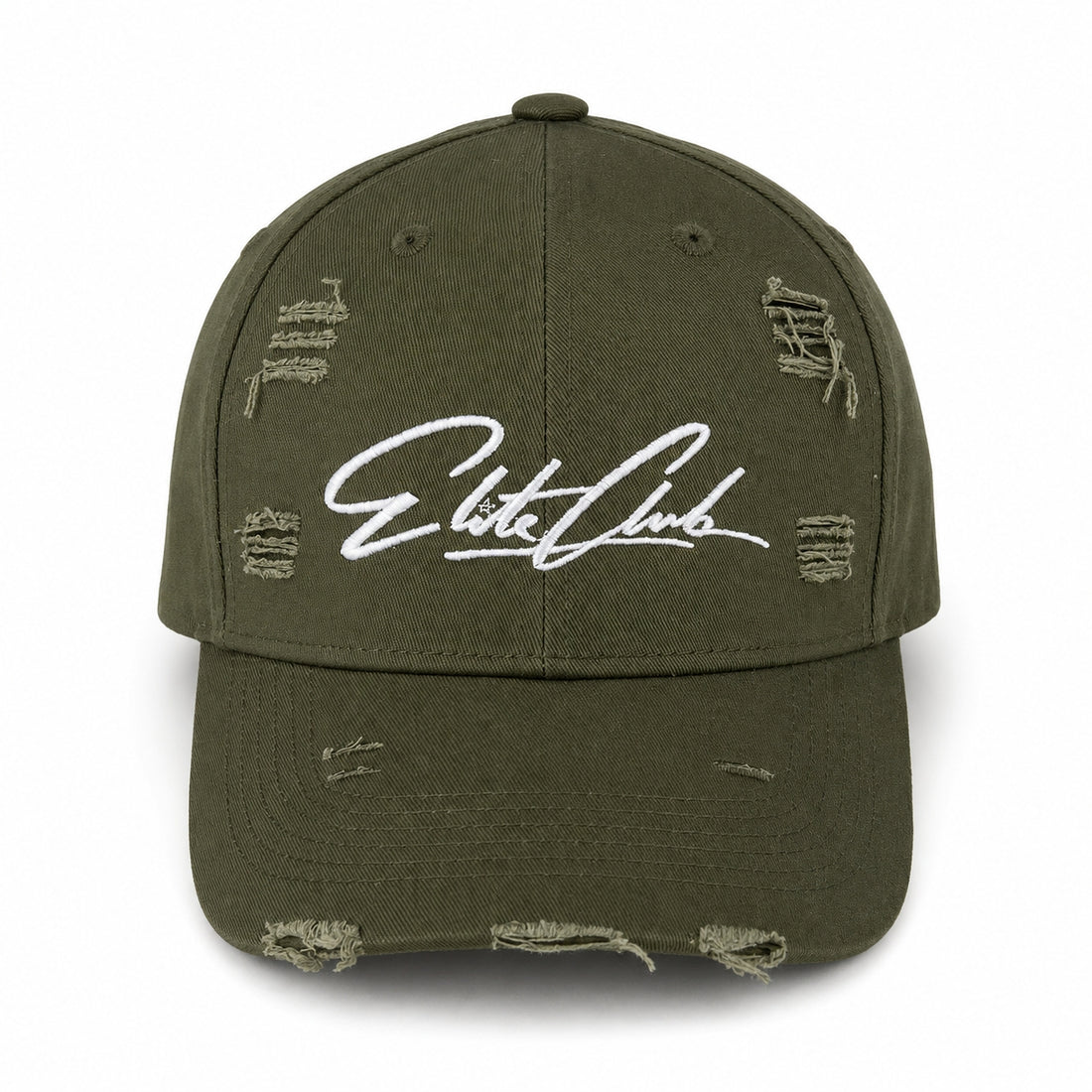 Baseball Cap Herren Distressed Olivgrün im Used-Look mit gesticktem Logo