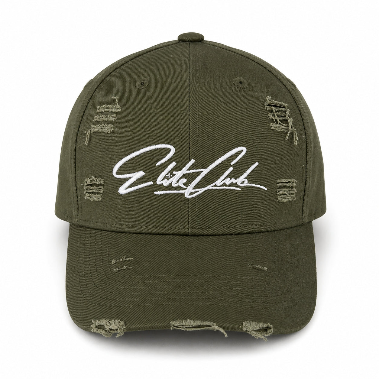 Baseball Cap Herren Distressed Olivgrün im Used-Look mit gesticktem Logo
