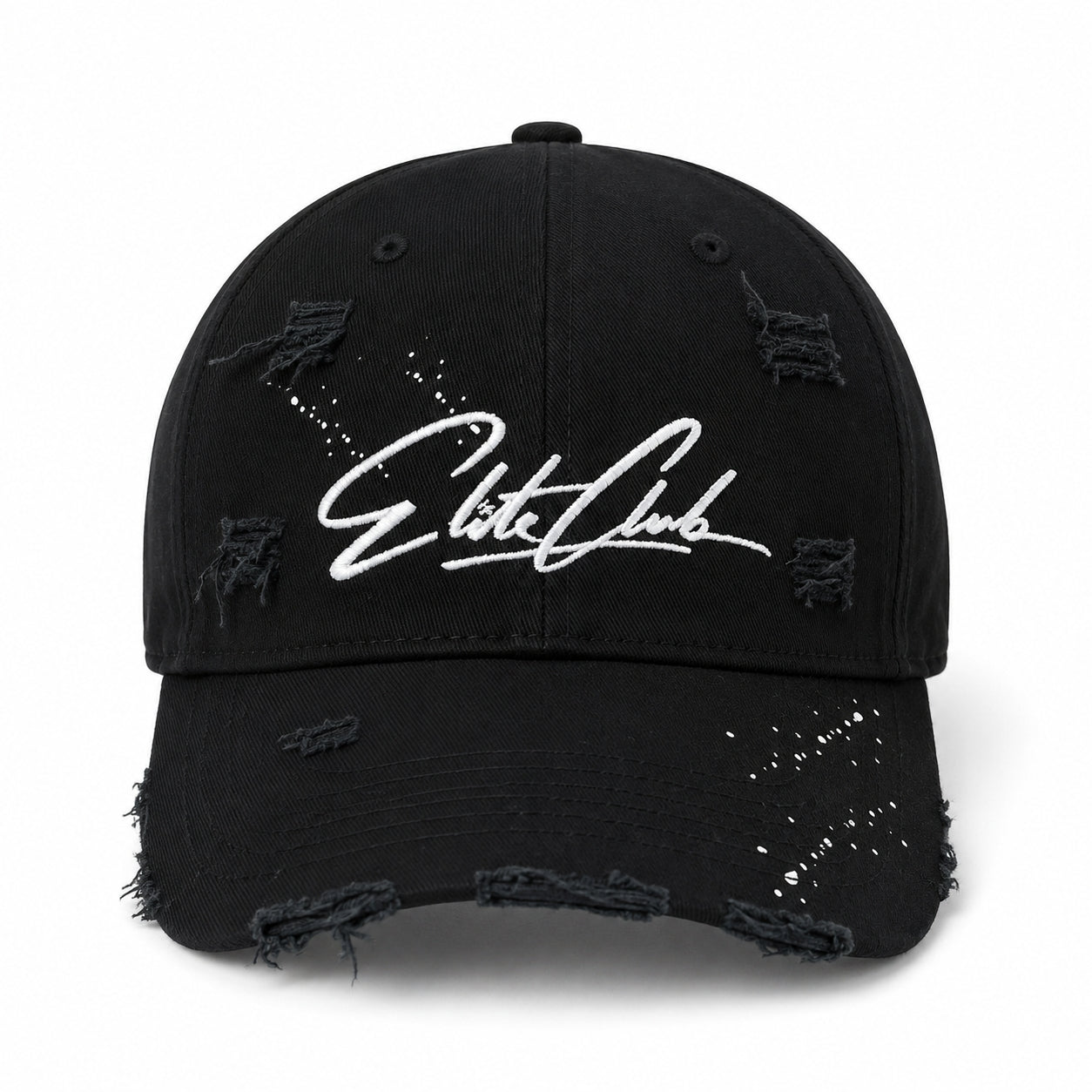 Baseball Cap Herren All Black Distressed Schwarz – Ansicht 4