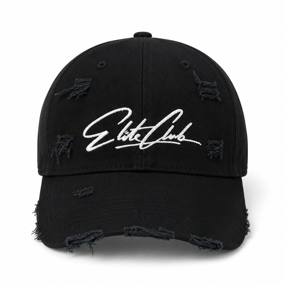 Baseball Cap Herren All Black Distressed Schwarz mit Ton-in-Ton gesticktem Logo