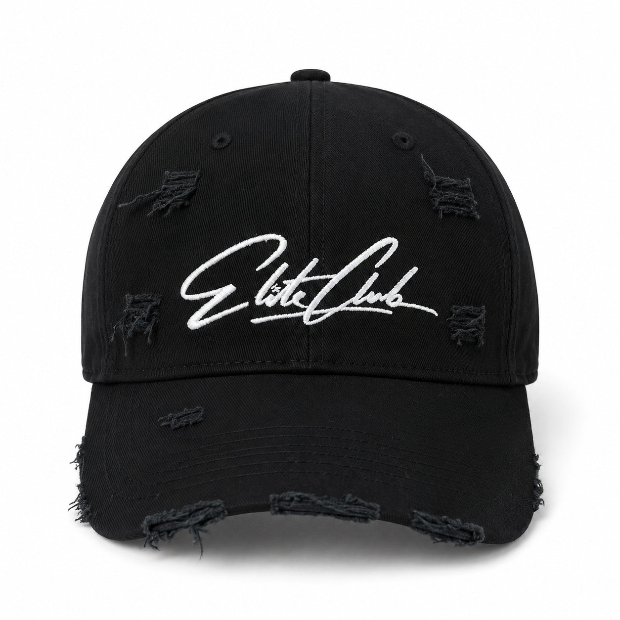 Baseball Cap Herren All Black Distressed Schwarz mit Ton-in-Ton gesticktem Logo
