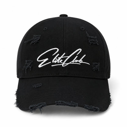 Baseball Cap Herren All Black Distressed Schwarz mit Ton-in-Ton gesticktem Logo