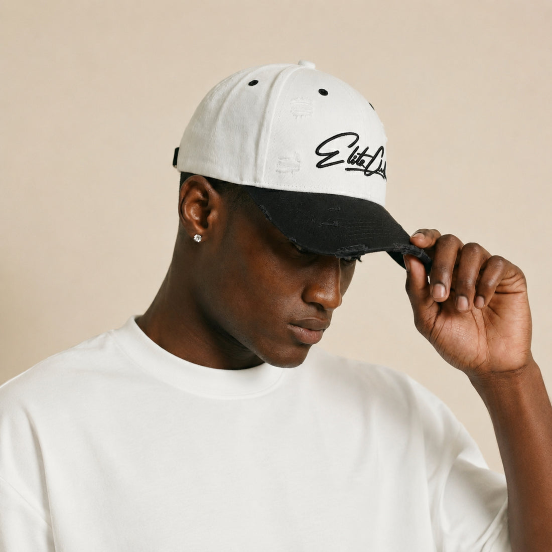 Baseball Cap Herren Distressed Black &amp; White – Ansicht 2