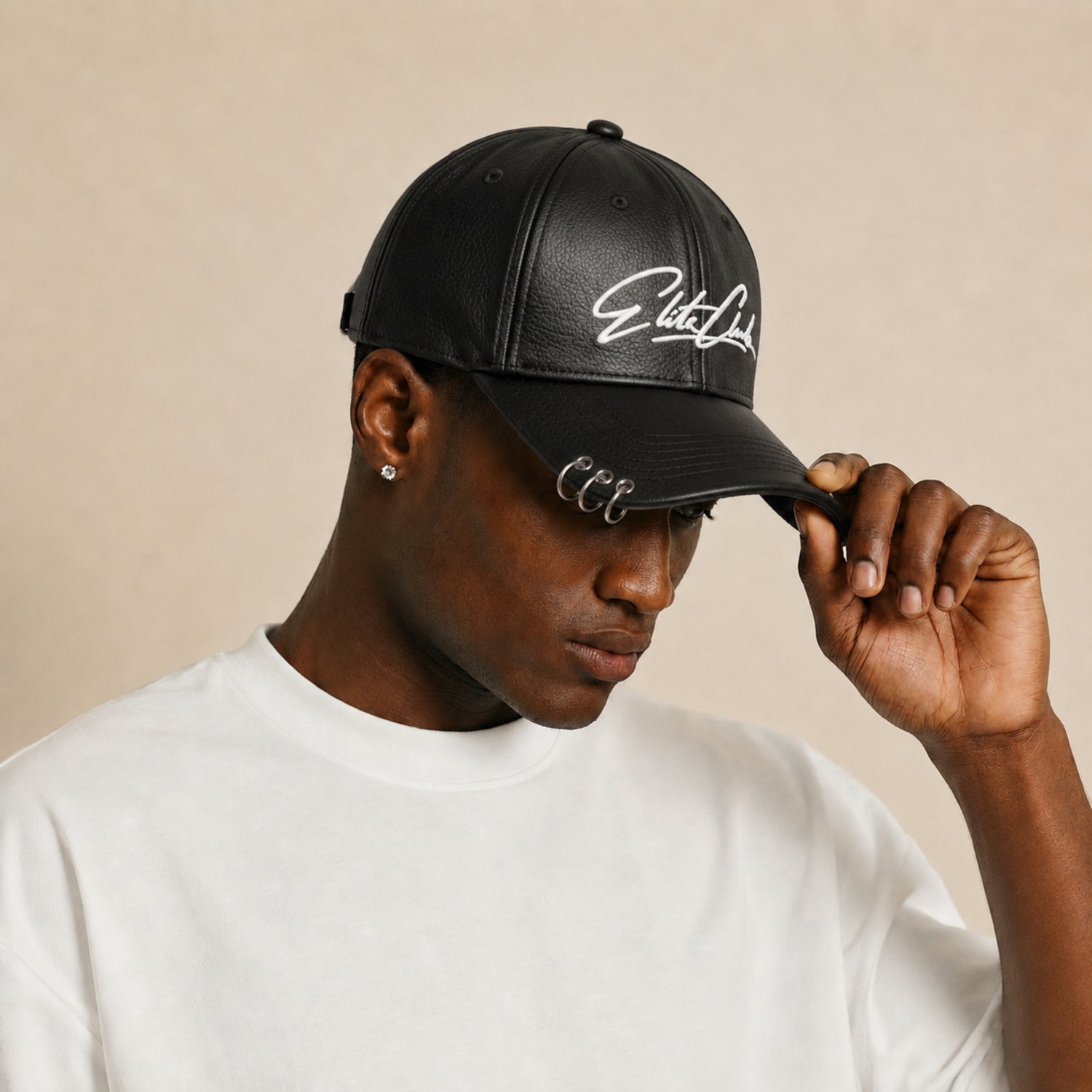 Baseball Cap Herren Leather Edition Schwarz im Leder-Look – Ansicht 2