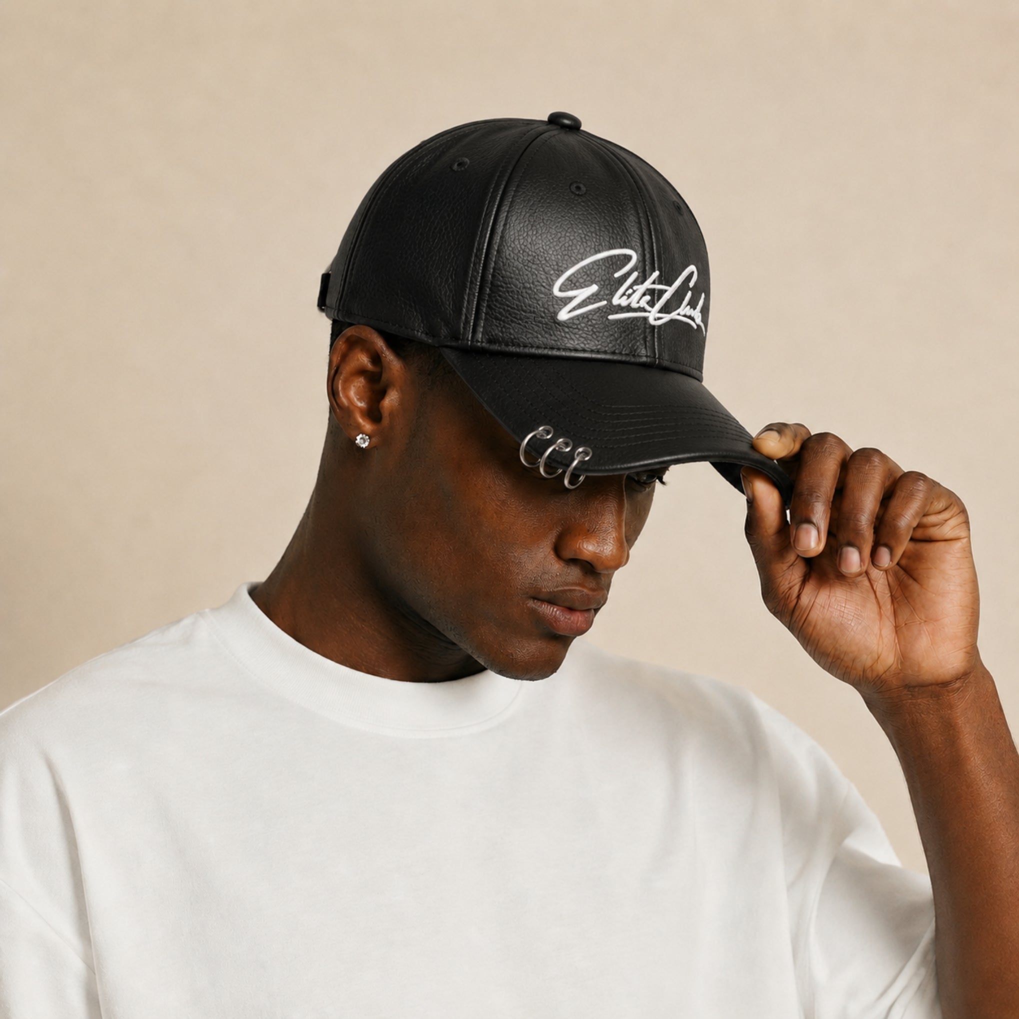 Baseball Cap Herren Leather Edition Schwarz im Leder-Look – Ansicht 2