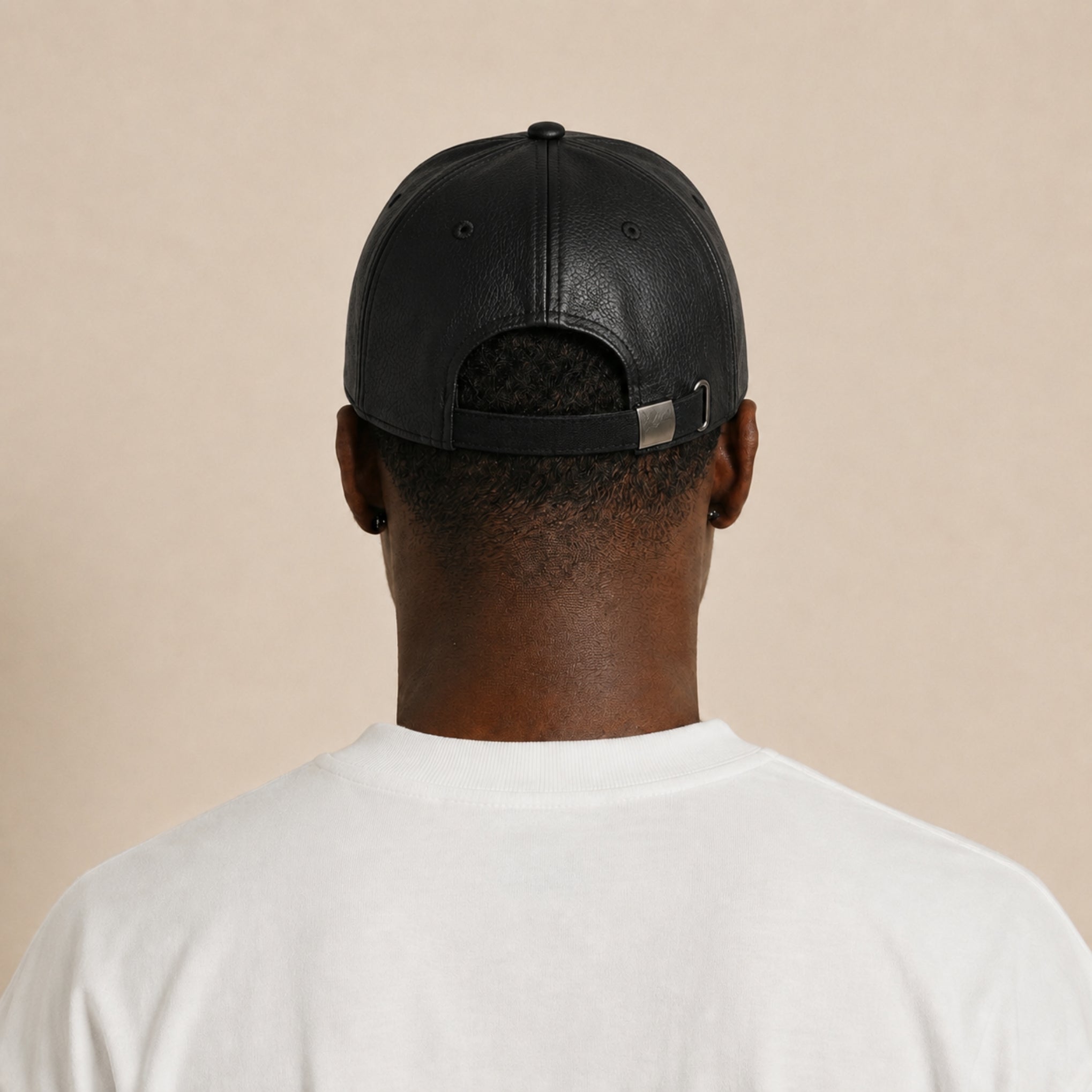 Baseball Cap Herren Leather Edition Schwarz im Leder-Look – Ansicht 3