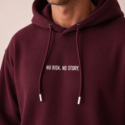Oversize Hoodie Herren Burgundy – NO RISK. NO STORY. | Elite Club