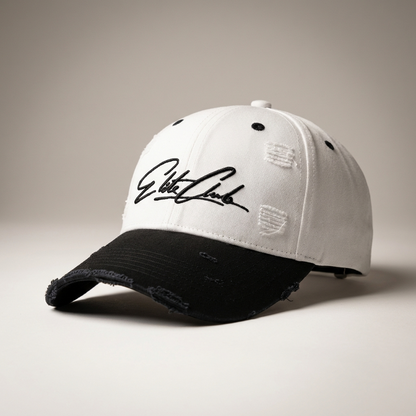 Black &amp; White distressed Baseball Cap