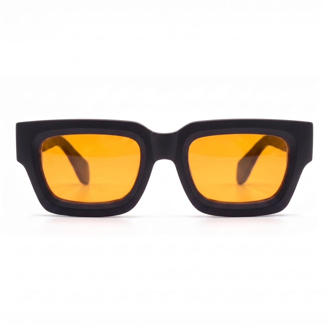 Elite Club Vision Sonnenbrille Herren Schwarz mit orangen polarisierten Gläsern – eckige Fassung, Frontansicht