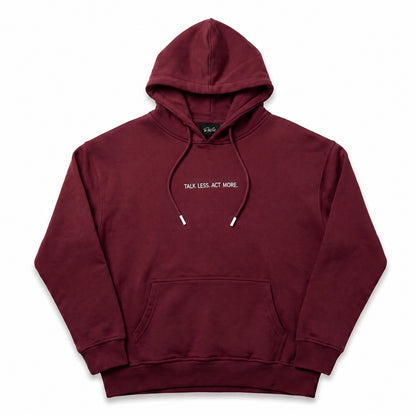 Oversize Hoodie Herren Burgundy – TALK LESS. ACT MORE. | Elite Club