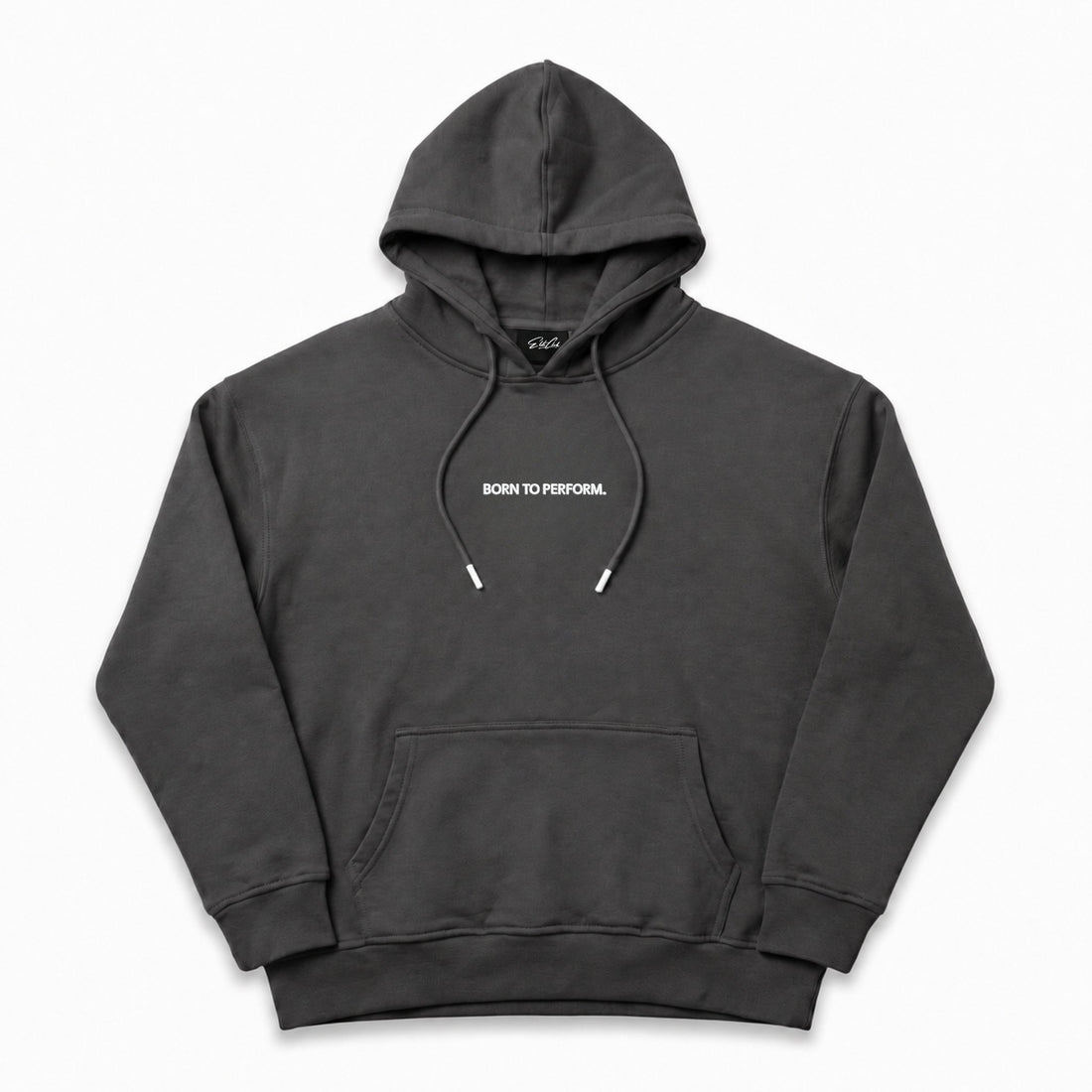 Heavy Oversize Hoodie Herren 100% Baumwolle Anthrazit BORN TO PERFORM – Produktfoto freigestellt vor weißem Hintergrund