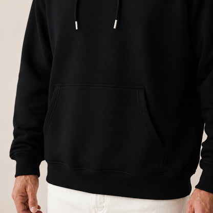 Heavy Oversize Hoodie Herren 100% Baumwolle Schwarz BUILT DIFFERENT – Kängurutasche mit verstärkten Doppelnähten