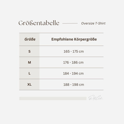 Heavy Oversize T-Shirt Herren 100% Baumwolle von Elite Club ®, Größentabelle mit empfohlener Körpergröße