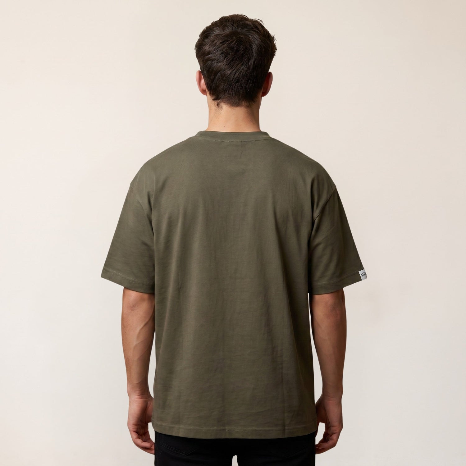 Heavy Oversize T-Shirt Herren 100% Baumwolle Olivgrün ZERO DOUBT – Rückansicht
