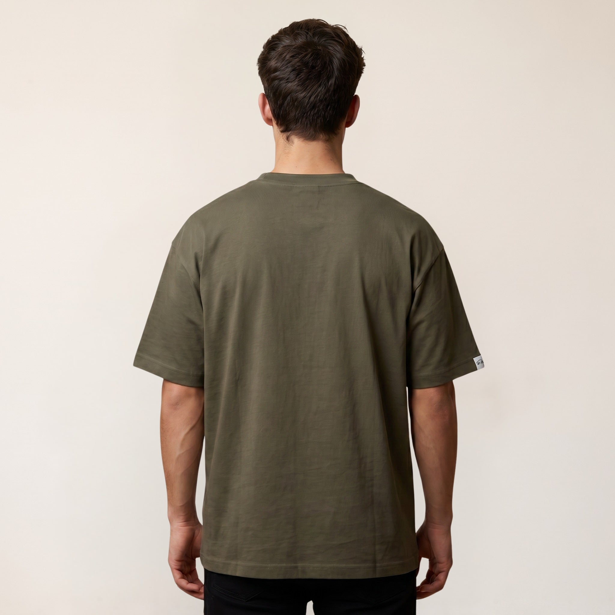 Heavy Oversize T-Shirt Herren 100% Baumwolle Olivgrün ZERO DOUBT – Rückansicht