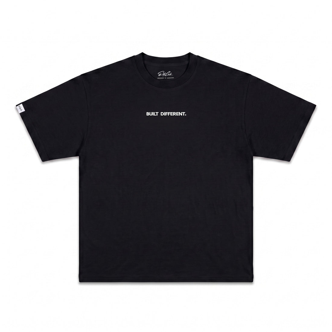 Heavy Oversize T-Shirt Herren 100% Baumwolle Schwarz BUILT DIFFERENT – Produktfoto freigestellt