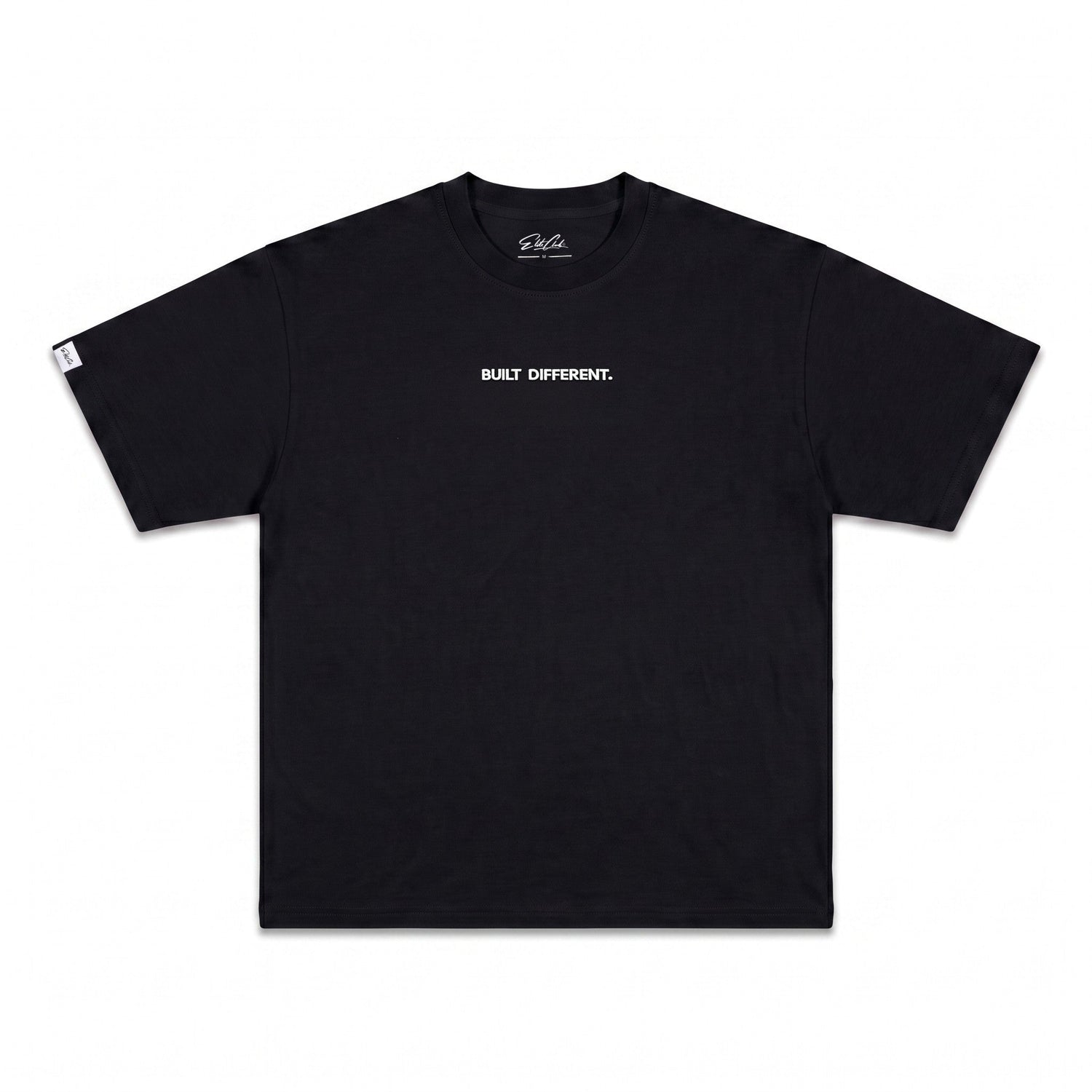 Heavy Oversize T-Shirt Herren 100% Baumwolle Schwarz BUILT DIFFERENT – Produktfoto freigestellt