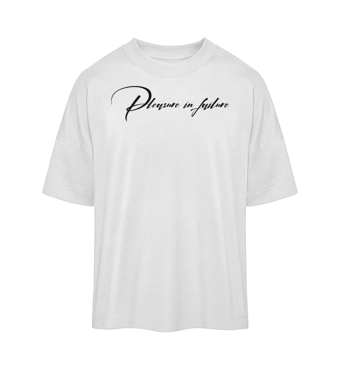oversized T-Shirt weiß Unisex aus bio baumwolle mit einem stylischen unterschriftsdesign umweltfreundlich hochwertig und bequem 
