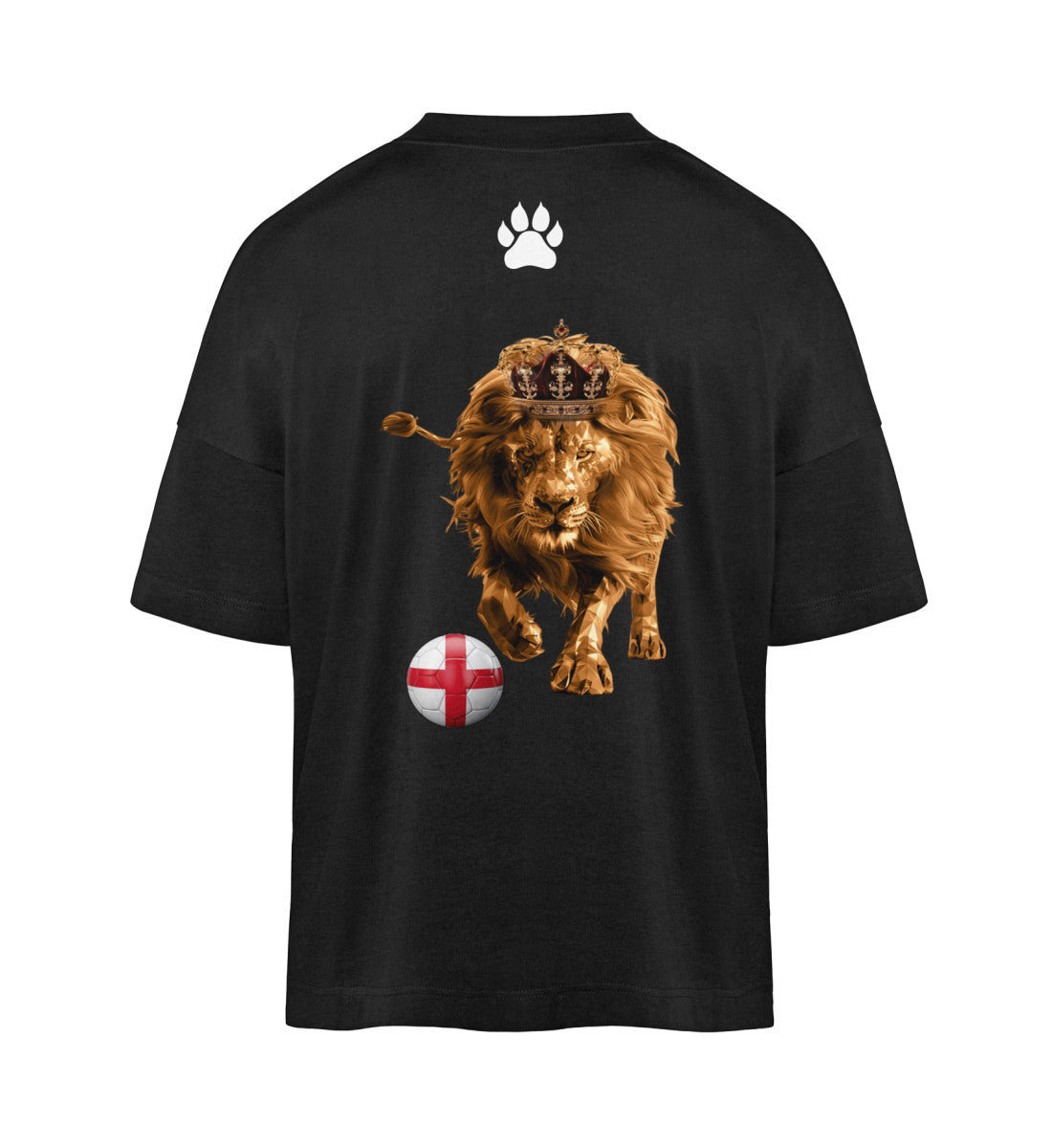 oversized t-shirt aus bio baumwolle veredelt mit einem england löwe design umweltfreundlich hochwertig und bequem
