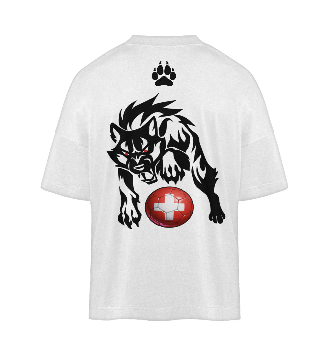 oversized t-shirt aus bio baumwolle veredelt mit einem  Wolf design umweltfreundlich hochwertig und bequem 