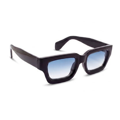 Sonnenbrille Herren mit blauen Verlaufsgläsern, glänzender Rahmen, Seitenansicht von der gegenüberliegenden Seite